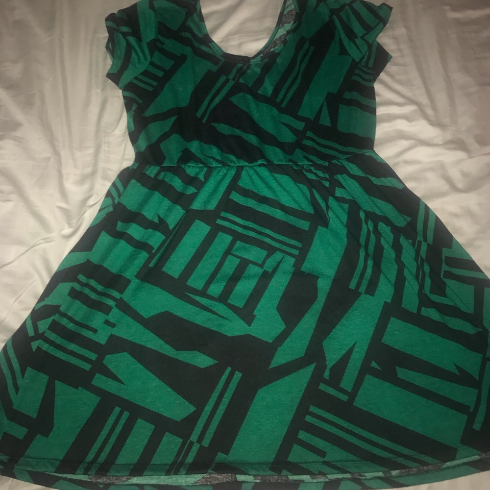 Green and black dress